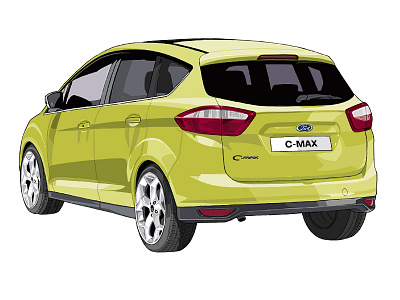 Ford C-Max c max ford illustration lemon yellow rear view