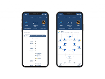 Football statistics application concept