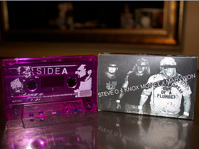 Steve O Cassette Tape black and white cassette layout music package design purple typography wrestling