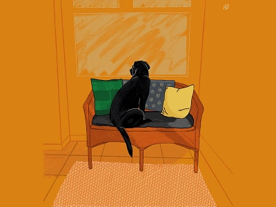 SEPARATION. blacklab digitalart digitalillustration dog dogart dogillustration doodle gazing illustration illustrator ipad itsnicethat labrador nala painting procreate procreate5 separation sketching waiting