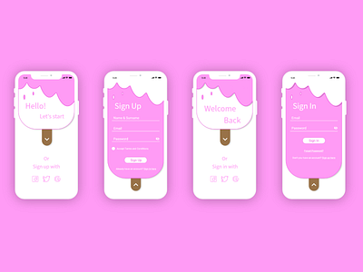 Mobile Sign up and Sign in Forms app challange dailyui dailyui001 dailyuichallenge design lovely pink pinky sign in form sign in page sign in ui sign up sign up form sign up page sign up ui ui ux