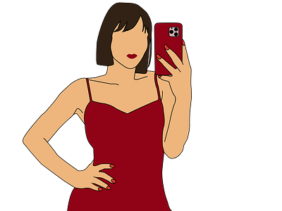 Red Dress Woman Illustration