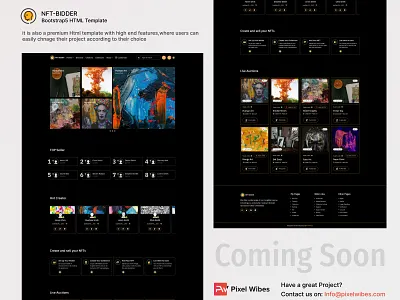 NFT-BIDDER -- NFT Marketpalce bidding bootstrap collection crypto design development graphic design html live auction nft nft marketplace template token