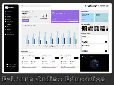 E-Learn Online Education admin angular bootstrap dark design education html laravel light mobile app online course online education student template video tutoral web app