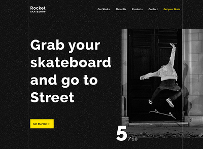 Skateboard - Landing Page brand identity cards ui dark design get started illustration india landing landingpage landscape minimal rahul kumar skateboard typography uipapa website