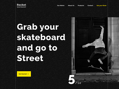 Skateboard - Landing Page brand identity cards ui dark design get started illustration india landing landingpage landscape minimal rahul kumar skateboard typography uipapa website