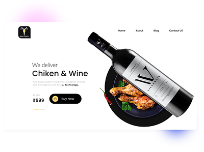 Chiken & Wine Landing Page brand identity branding buy flowers online in dubai buy now cards ui chicken shop chicken wings chickens design ecommerce illustration india landing page rahul kumar services shopping typography website wine shop wines