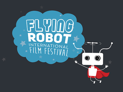Flying Robot Film Festival Logo illustration logo robots typography