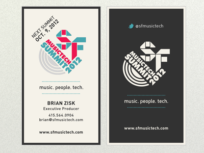 SF MusicTech Summit Business Card business cards layout music sf musictech typography