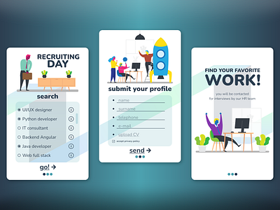 Daily UI #023 • Onboarding app daily ui dailyui dailyuichallenge design flat ios minimal onboarding recruiting recruitment ui work