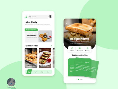 Concept Food Recipes UI app design ui ux
