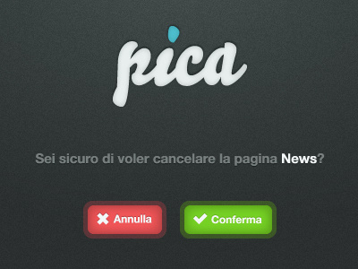 Pica | Confirm button cms confirmation delete pica ui