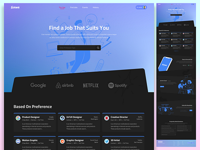 Job Finder Website - Gawe app branding career design employee graphic design landing page loker modern pro site typography ui ui design ux ux design website