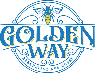 Golden Way Beekeping and Honey Logo branding design logo
