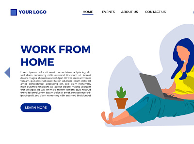 Work from Home Simple Landing Page illustration landing page typography ui ux web webpage