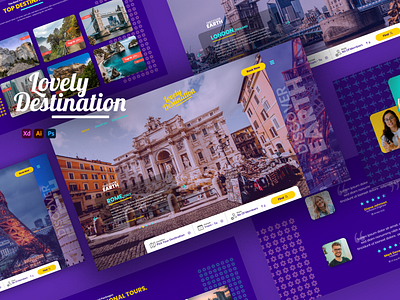 LovelyDestination Travel Agency Web Landing Page dark theme ui dark ui design home page landing page landing page design love modern design modern web design perfect logo design simple design travel travel agency typogaphy ui ux web design