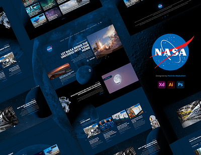 Nasa Landing Page Redesign branding dark theme ui dark ui design homepage design landing page landing page design modern design nasa landing page design ui ui ux ui design web design