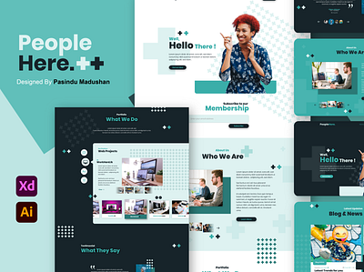 People Here Web Agency Landing Page Design branding corona covid covid 19 dark theme ui green website homepage homepage design landing page landing page design modern design modern web design simple design ui ui design ux web design