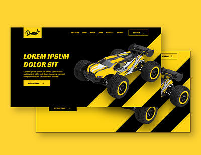 RC Car Web Hero - Light and Dark black brand identity branding dark theme ui hero banner homepage design idenity landing page design modern design racing racing car rc simple design ui ui design ux web design yellow