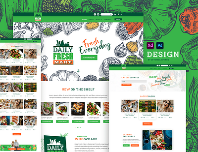 Daily Fresh Mart (Supermarket Web Design) DevsMelbourne brand identity branding eco food food and drink fresh green green website grocery illustration landing page design modern design simple design supermarket ui ui design ux vector web design white