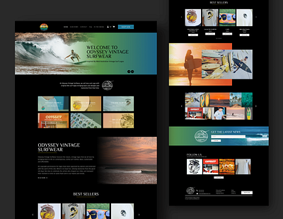 Odyssey Vintage Surf wear - Dark (Devs Melbourne) branding dark theme ui identity identity design landing page landing page design modern design simple design surf surfing ui ui design ux vintage web design