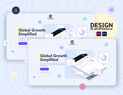 CANAL - Devs Melbourne app brand identity branding dashboard dashboard ui growth hero banner identity illustration landing page design light modern design theme ui ui design ux web design