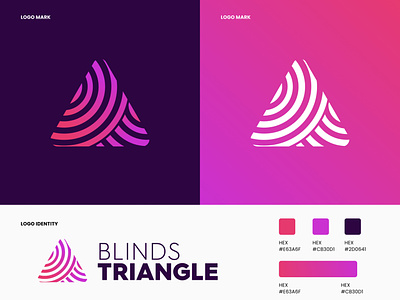 Blinds Triangle - Brand Identity abstract blinds brand identity branding curtains design graphic design illustration ink logo minimal modern modern design pink purple simple design visual