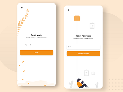 Email verify and Reset password mobile app ui design
