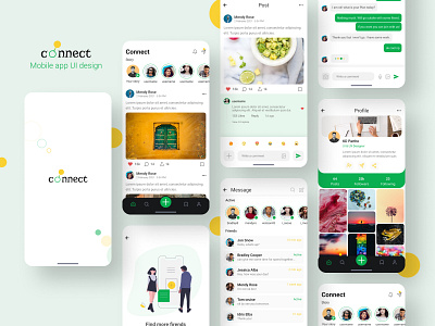 Connect - Social Media App app appdesign chat app connect design message app minimal mobile app design mobile ui social media app social media design ui ui design userinterface ux