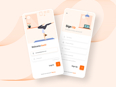 Yoga mobile app UI design login - signup app app ui appdesign design fitness gym app login mobile ui mobileapp mobileappdesign signup ui uidesign userinterface ux workout app yoga yoga app