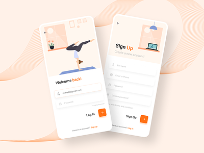 Yoga mobile app UI design login - signup