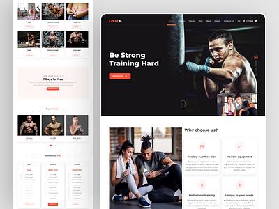 GYMX - Fitness, Gym, workout landing page UI design