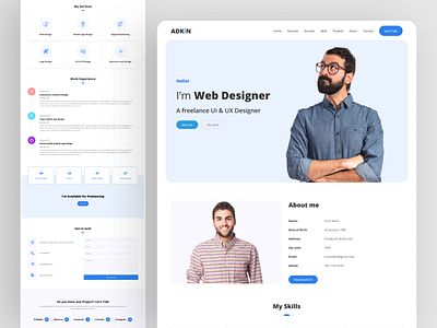 Personal website landing page UI design appdesign design landing page design minimal mobile app design personal website design ui ui design webdesign website design