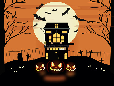 Halloween House Illustration animation app branding design graphic design halloween halloween day icon illustration logo vector