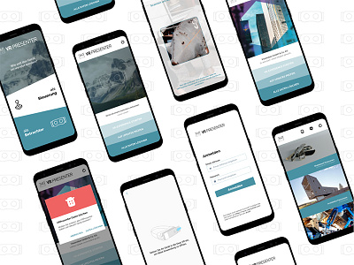 Redesign of the VRPresenter App android login mobile panorama selection settings signin sketch ui user vr