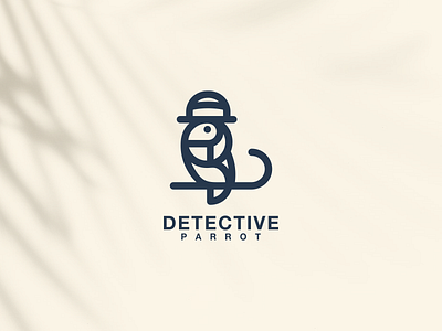 DETECTIVE PARROT bird design lineart logo symbol vector