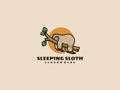 Sleeping Sloth animal branding design emblem icon illustration lineart logo nature sleeping symbol typography vector