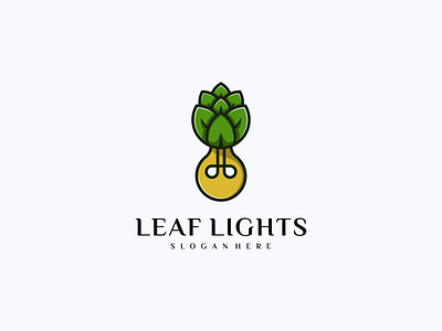 Leaf Light Logo branding company design icon illustration lamp leaf lineart logo logotype nature symbol vector