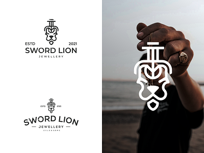 Sword Lion Logo branding company design emblem icon illustration jewelry lineart lion logo luxury shop sword symbol vector vintage