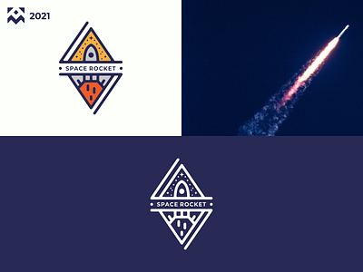 Space Rocket Logo cartoon color design digital emblem icon illustration lineart logo modern rocket symbol technology vector vintage