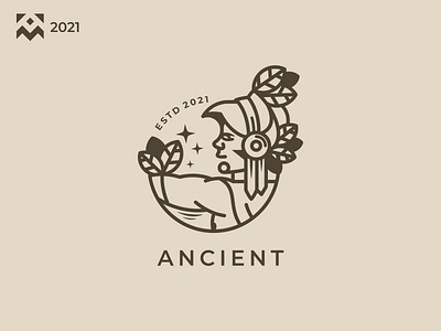 Ancient Logo beauty brand branding character company design emblem graphic design icon illustration indian lineart logo luxury symbol vector vintage