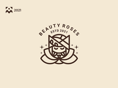 Beauty Roses Logo branding cartoon character design flower girl graphic design icon illustration line lineart logo logos luxury rose symbol vector vintage