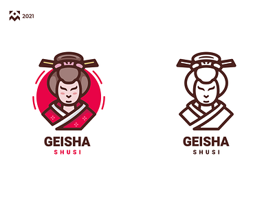 Geisha Logo branding cartoon company design emblem geisha icon illustration japan lineart logo symbol vector vintage woman