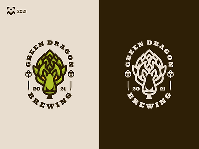 Green Dragon Logo beer branding brewing design dragon green icon illustration lineart logo modern retro symbol vector vintage