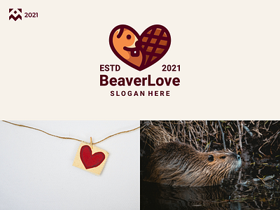 Beaver Love Logo animal beaver branding cute design emblem icon illustration lineart logo love symbol vector vintage