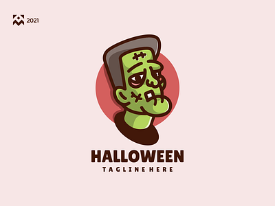 Halloween Logo branding crazy design event halloween icon illustration lineart logo shop simple symbol vector zombie