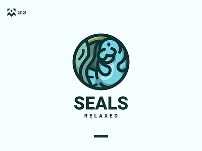 Seals Relaxed Logo branding cartoon character design fish icon illustration lineart logo mascot ocean sea seals symbol vector