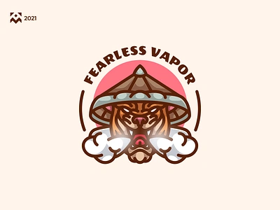 Fearless Vapor Logo apparel branding chinese classic clothes design icon illustration lineart logo logos symbol tiger vector vintage