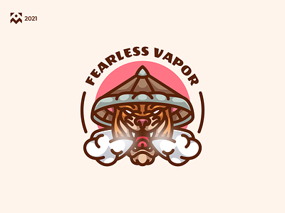 Fearless Vapor Logo apparel branding chinese classic clothes design icon illustration lineart logo logos symbol tiger vector vintage