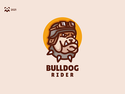 Bulldog Rider Logo animal branding character company design dog emblem head icon illustration lineart logo logos pet shop symbol vector